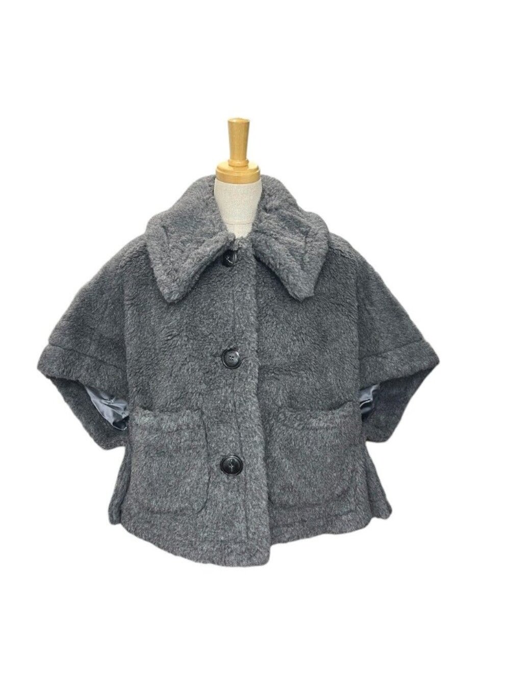 Max Mara Poncho Teddy Bear Alpaca Gray